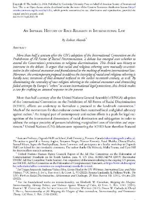 Portada del documento An imperial history of race religion in international law