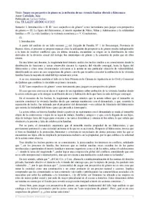 Portada del documento Juzgar con perspectiva de género en la atribución de una vivienda familiar afectada a fideicomiso
