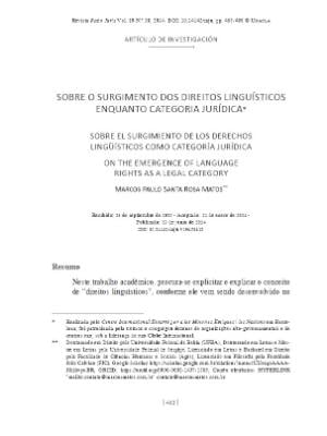 Portada del documento Sobre o surgimento dos direitos linguísticos enquanto categoria jurídica
