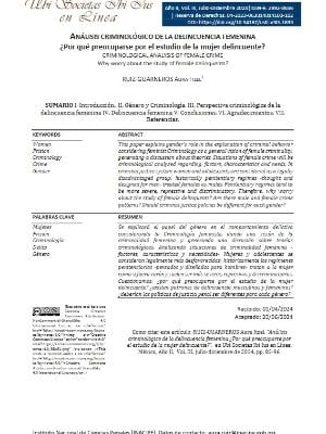Portada del documento Análisis criminológico de la delincuencia femenina