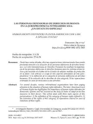 Portada del documento Las personas defensoras de derechos humanos en la jurisprudencia interamericana