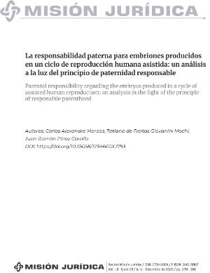 Portada de La responsabilidad paterna para embriones producidos en un ciclo de reproducción humana asistida: un análisis a la luz del principio de paternidad responsable