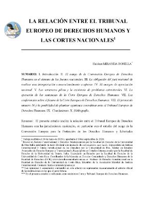 Portada de La relación entre el Tribunal Europeo de Derechos Humanos y Las Cortes Nacionales