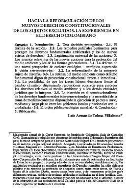 Portada de Hacia la reformulación de los nuevos derechos constitucionales de los sujetos excluídos, la experiencia en el derecho colombiano 