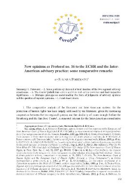 Portada de New opinions ex Protocol No. 16 to the ECHR and the Inter-American advisory practice: some comparative remarks