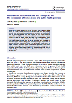 Portada de Prevention of pesticide suicides and the right to life: The intersection of human rights and public health priorities