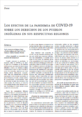 Portada de Los efectos de la pandemia de COVID-19 sobre los derechos de los pueblos indígenas en sus respectivas regiones