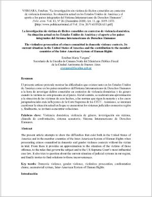 Portada de La investigación sin víctima de ilícitos cometidos en contextos de violencia doméstica. Su situación actual en los Estados Unidos de América y el aporte a los países integrantes del Sistema Interamericano de Derechos Humanos