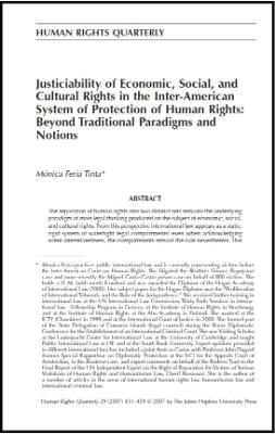 Portada de Justiciability of economic, social, and cultural rights in the Inter-American System of Protection of Human Rights: Beyond traditional paradigms and notions