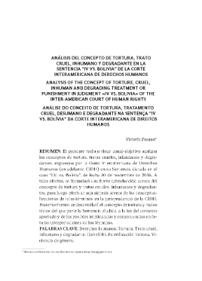 Portada de Análisis del concepto de tortura, trato cruel, inhumano y degradante en la sentencia “I.V. Vs. Bolivia” de la Corte Interamericana de Derechos Humanos