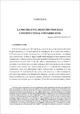 Portada de La prueba en el derecho procesal constitucional costarricense