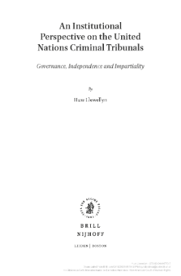 Portada de An institutional perspective on the united nations criminal tribunals: Governance, independence and impartiality