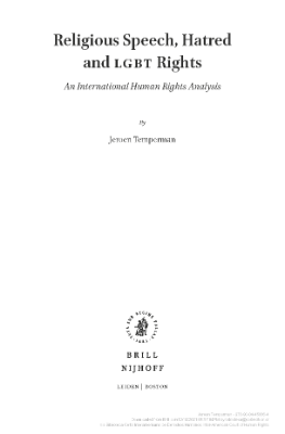 Portada de Religious speech, hatred and LGBT rights: An international human rights analysis