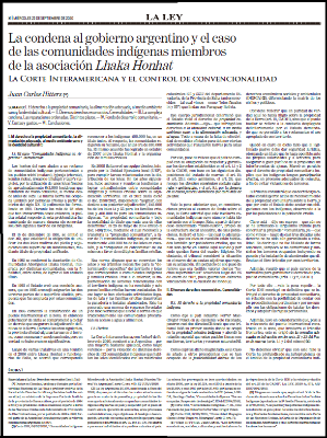 Portada de La condena al gobierno argentino y el caso de las comunidades indígenas miembros de la asociación Lhaka Honhat: La Corte Interamericana y el control de convencionalidad