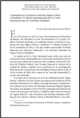 Portada de Comentario a la sentencia del Caso Digna Ochoa y familiares Vs. México pronunciada por la Corte Interamericana de Derechos Humanos