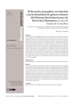 Portada de El derecho al nombre en relación con la identidad de género dentro del Sistema Interamericano de Derechos Humanos: El caso del Estado de Costa Rica