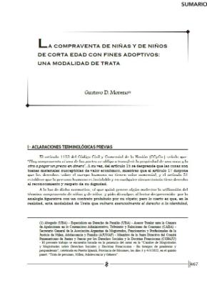 Portada de La compraventa de niñas y de niños de corta edad con fines adoptivos: una modalidad de trata