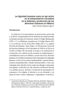 Portada de La dignidad humana como un eje rector en la interpretación normativa en la defensa y protección de los derechos humanos en México