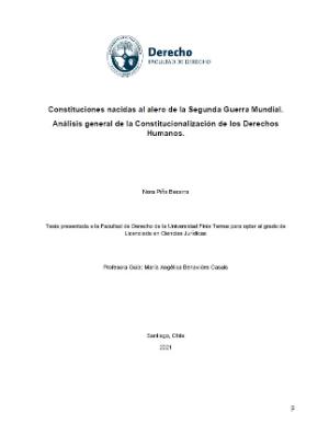 Portada de Constituciones nacidas al alero de la Segunda Guerra Mundial: Análisis general de la Constitucionalización de los Derechos Humanos