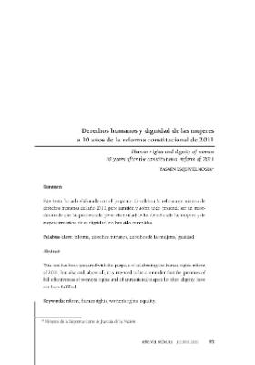 Portada de Derechos humanos y dignidad de las mujeres a 10 años de la reforma constitucional de 2011