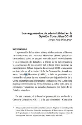 Portada de Los argumentos de admisibilidad en la Opinión Consultiva OC-17