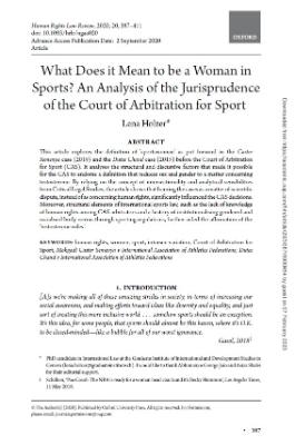 Portada de What Does it Mean to be a Woman in Sports? An Analysis of the Jurisprudence of the Court of Arbitration for Sport