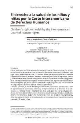 Portada de El derecho a la salud de los niños y niñas por la Corte Interamericana de Derechos Humanos