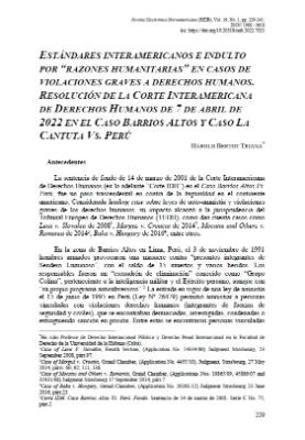 Portada de Estándares interamericanos e indulto por “razones humanitarias” en casos de violaciones graves a derechos humanos: Resolución de la Corte Interamericana de Derechos Humanos de 7 de abril de 2022 en el Caso Barrios Altos y Caso La Cantuta Vs. Perú