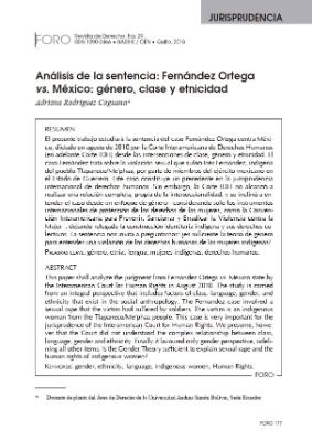 Portada de Análisis de la sentencia: Fernández Ortega Vs. México: género, clase y etnicidad