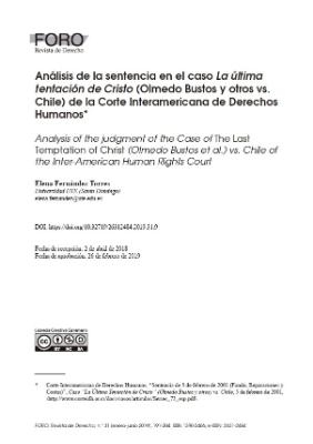 Portada de Análisis de la sentencia en el Caso La última tentación de Cristo (Olmedo Bustos y otros Vs. Chile) de la Corte Interamericana de Derechos Humanos