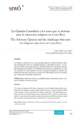 Portada de La Opinión Consultiva y los retos que se derivan para la educación religiosa en Costa Rica