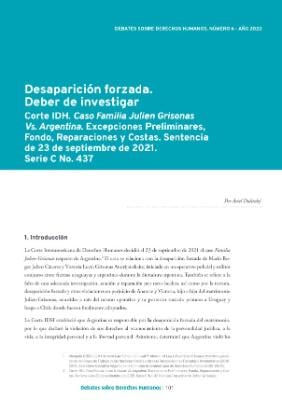 Portada de Desaparición forzada. Deber de investigar. Corte IDH. Caso Familia Julien Grisonas Vs. Argentina. Excepciones Preliminares, Fondo, Reparaciones y Costas. Sentencia de 23 de septiembre de 2021. Serie C No. 437