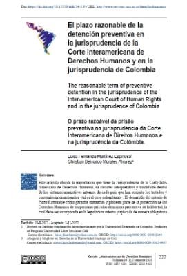 Portada de El plazo razonable de la detención preventiva en la jurisprudencia de la Corte Interamericana de Derechos Humanos y en la jurisprudencia de Colombia