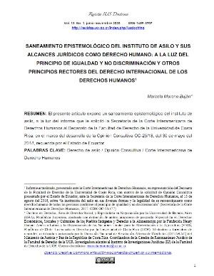 Portada de Saneamiento epistemológico del instituto de asilo y sus alcances jurídicos como derecho humano: A la luz del principio de igualdad y no discriminación y otros principios rectores del derecho internacional de los derechos humanos
