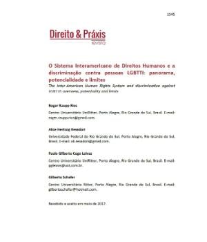 Portada de O Sistema Interamericano de Direitos Humanos e a discriminação contra pessoas LGBTTI: panorama, potencialidade e limites