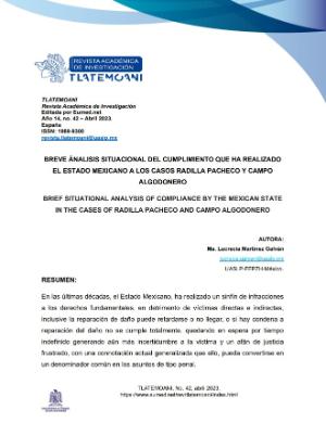 Portada de Breve análisis situacional del cumplimiento que ha realizado el Estado Mexicano a los Casos Radilla Pacheco y Campo Algodonero 