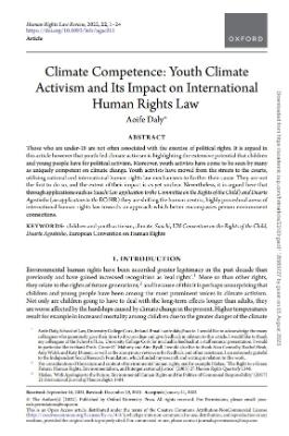 Portada de Climate Competence: Youth Climate Activism and Its Impact on International Human Rights Law 