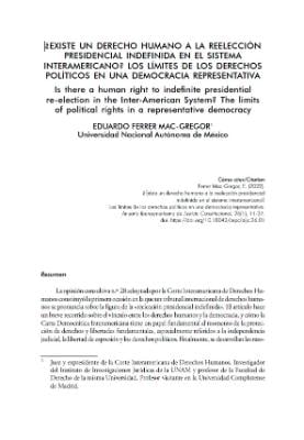 Portada de ¿Existe un derecho humano a la reelección presidencial indefinida en el sistema interamericano? Los límites de los derechos políticos en una democracia representativa