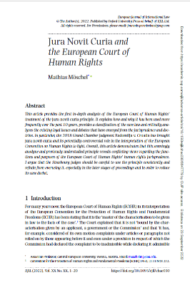 Portada de Jura Novit Curia and the European Court of Human Rights