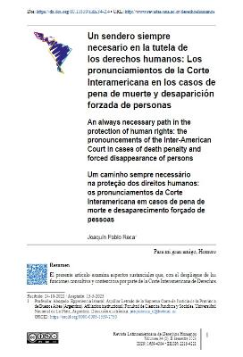 Portada de Un sendero siempre necesario en la tutela de los derechos humanos: Los pronunciamientos de la Corte Interamericana en los casos de pena de muerte y desaparición forzada de personas