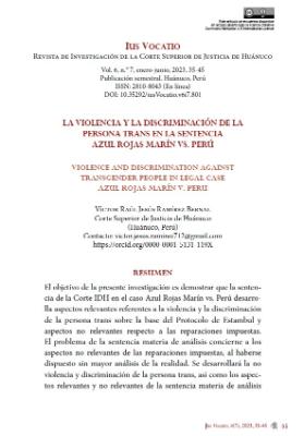 Portada de La violencia y la discriminación de la persona trans en la sentencia Azul Rojas Marín Vs. Perú