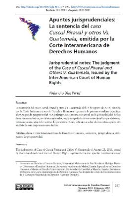 Portada de Apuntes jurisprudenciales: La sentencia del Caso Cuscul Piraval y otros Vs. Guatemala, emitida por la Corte Interamericana de Derechos Humanos