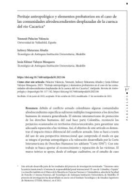 Portada de Peritaje antropológico y elementos probatorios en el Caso de las Comunidades Afrodescendientes Desplazadas de la Cuenca del río Cacarica