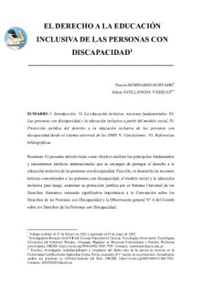 Portada de El derecho a la educación inclusiva de las personas con discapacidad