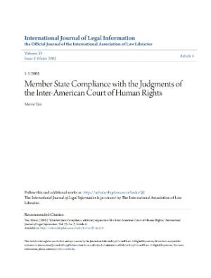 Portada de Member State Compliance with the Judgments of the Inter-American Court of Human Rights