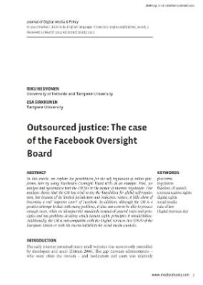 Portada de Outsourced justice: The case of the facebook oversight board