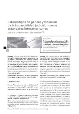 Portada de Estereotipos de género y violación de la imparcialidad judicial: Nuevos estándares interamericanos: El caso “Manuela vs. El Salvador