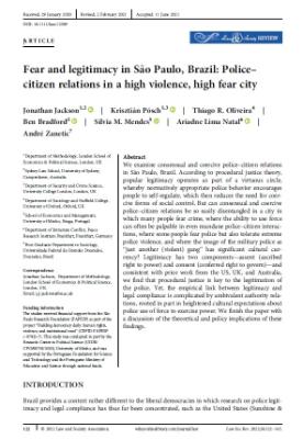 Portada de Fear and legitimacy in São Paulo, Brazil: Police–citizen relations in a high violence, high fear city