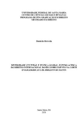 Portada de Diversidade cultural e justiça global: Estudo acerca do Direito Internacional do Reconhecimento na Corte Interamericana de Direitos Humanos