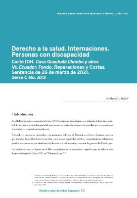 Portada de Derecho a la salud. Internaciones. Personas con discapacidad: Corte IDH. Caso Guachalá Chimbo y otros Vs. Ecuador. Fondo, Reparaciones y Costas. Sentencia de 26 de marzo de 2021